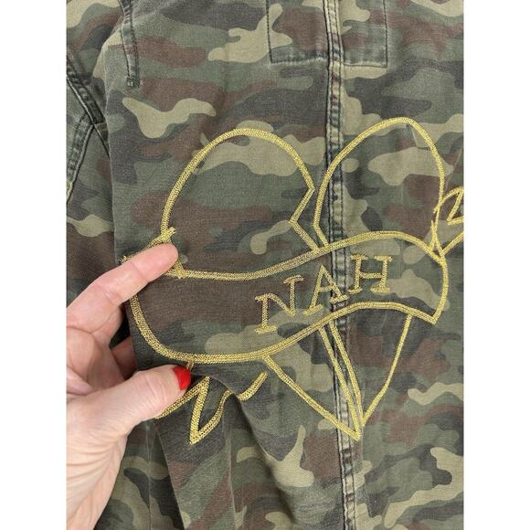 Vtg Y2K American Eagle Women's Camo Embroidered Nah Jacket Size L Broken Heart - Picture 6 of 12